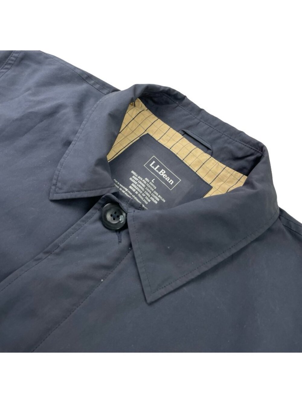 LL Bean Men's Lined Rain Trench Coat Navy Blue • Large